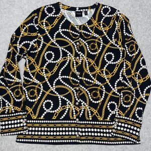 Rafaella LP Cardigan 100% Cotton Classic Gold Pearl Chain Design Pearl Buttons